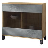 KOMMODE Bari Beton Dunkel Optik - Dunkelgrau, Holzwerkstoff (92.5/84.5/35cm) - Vladon