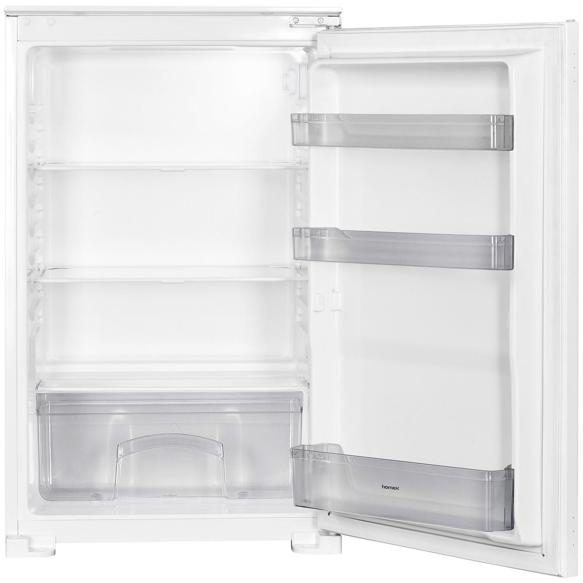 KÜHLSCHRANK Einbau, ohne Gefrierfach, 88cm Nische, 129 Liter, Schlepptürtechnik, CB1291E - Weiß, Glas/Kunststoff (54/89/54cm) - homeX