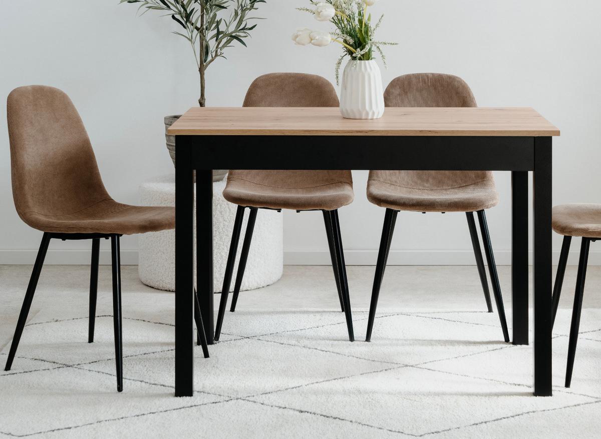 ESSTISCH Eiche Artisan, schwarz 110 x 67 cm, Küchentisch in modernem Design - Schwarz/Eiche Artisan, Holzwerkstoff/Kunststoff (67/110/76cm) - Furn.Design