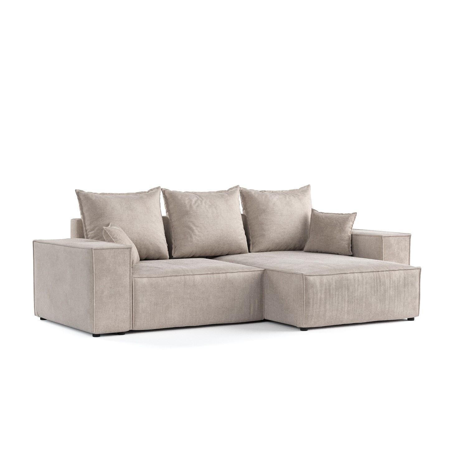 ECKSOFA SENSO mit Schlaffunktion Beige im Wind Stoff - Beige/Schwarz, Holz/Holzwerkstoff (255/148cm) - AltaBeds