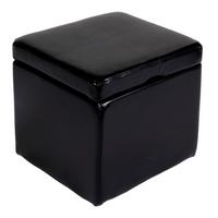 SITZHOCKER Schwarz - Schwarz, Leder (44/45/44cm) - MCW