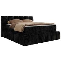 BOXSPRINGBETT NIRA KING 160/200 Schwarz Plüsch - H3 - Schwarz, Holz/Textil (160/200cm) - MKS