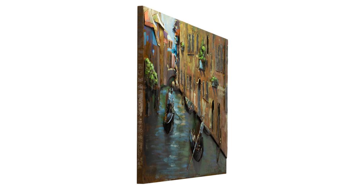 METALLBILD Blau 100/70 cm - Blau/Beige, Metall (6/70cm) - KUNSTLOFT