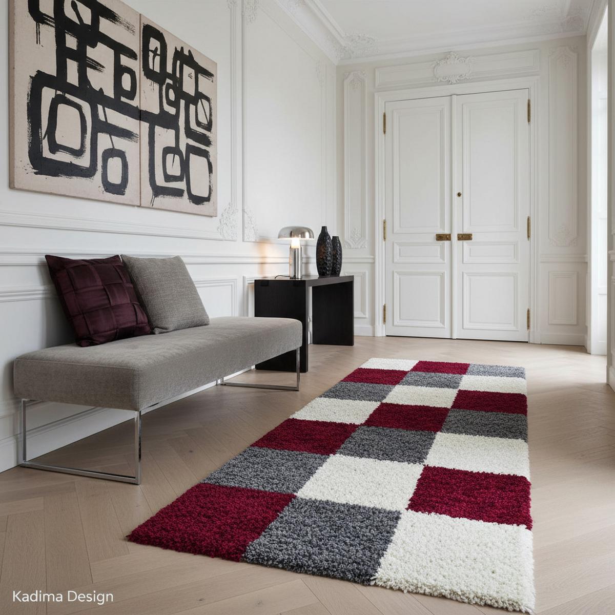 HOCHFLORTEPPICH RHEIN, kariert, Rot, 80 x 250 cm - Rot, Textil (250/80cm) - KADIMA DESIGN