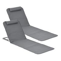 STRANDMATTEN-SET 2 TLG. Donostia - Dunkelgrau, Textil/Metall (143/44/48cm) - [en.casa]