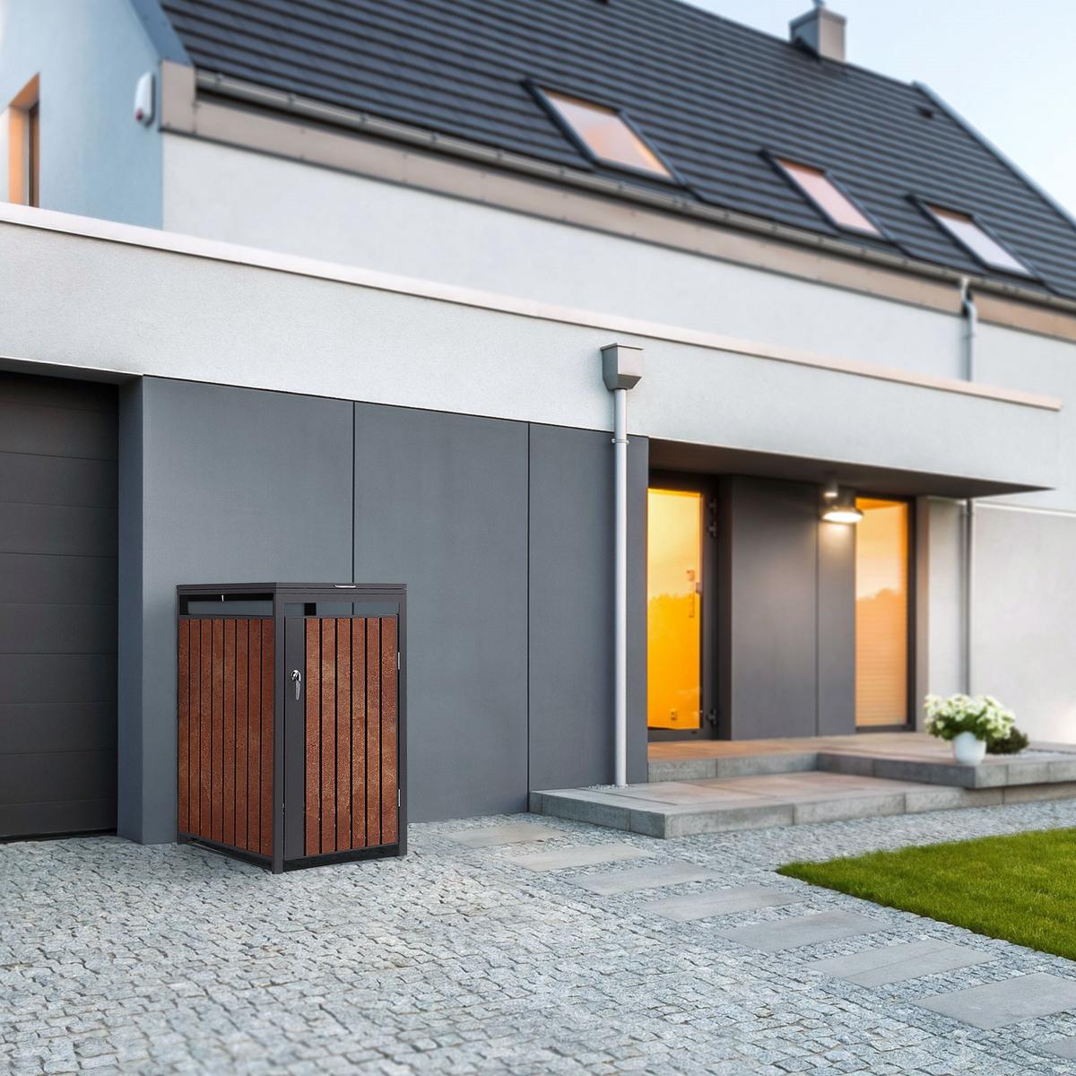 MÜLLTONNENBOX 1er Anthrazit-Rostoptik - Rotbraun, Metall (68/120/80cm) - ML-DESIGN