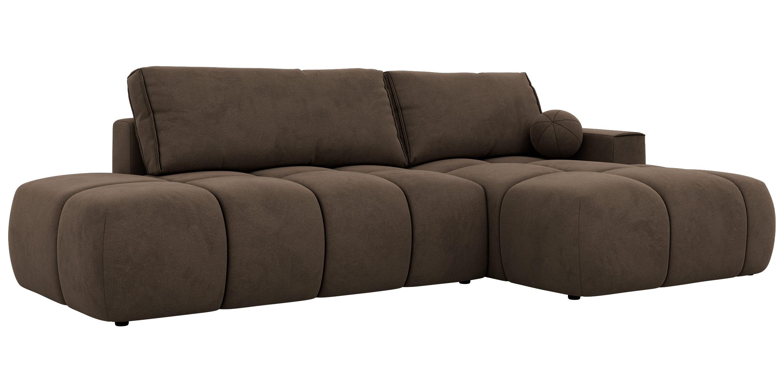 ECKSOFA LORAN L Braun Velvet - Rechts - Schwarz/Braun, Kunststoff/Textil (292/170cm) - MKS