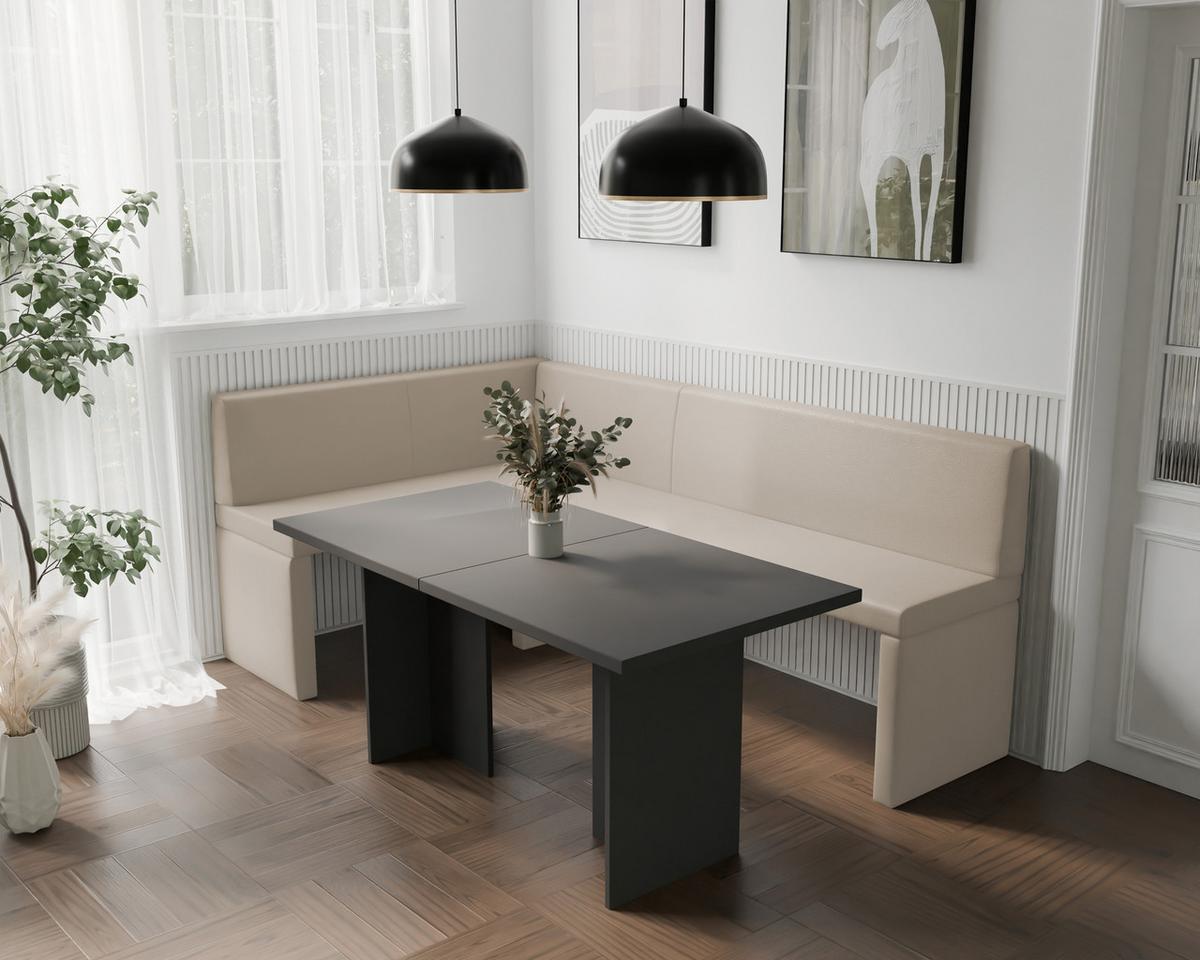 ECKBANK links OWEN Kunstleder, 128/168 cm Beige - Beige, Holz/Kunststoff (128/168cm) - Idohome
