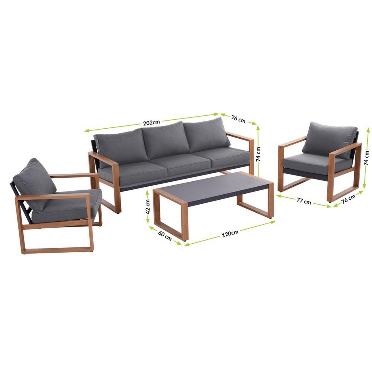 GARTENLOUNGE-SET DUISBURG - Anthrazit/Braun, Holzwerkstoff - RAUMHIRSCH FURNITURE