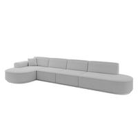 ECKSOFA Ottomane Links MARI-L3-v3 - 413x171x83 cm Hellgrau Bouclé - Hellgrau/Schwarz, Holzwerkstoff/Kunststoff (413/171cm) - ALTDECOR