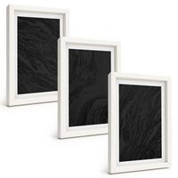 BILDER SET 3er Set - 20x30 cm Weißer Rahmen - Dunkler Marmor, elegante Texturen - Weiß, Kunststoff (20/30cm) - TULUP
