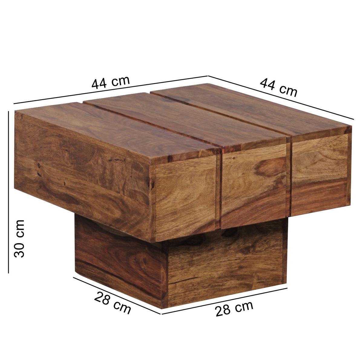 BEISTELLTISCH aus Massivholz, handgefertigt, Unikat, Braun 44x44x30 cm - Braun, Holz (44/44/30cm) - KADIMA DESIGN