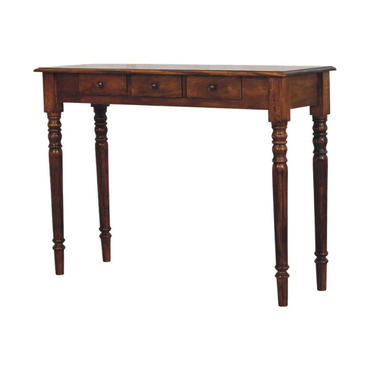 KONSOLE Gedrehte Beine Kastanie, 3 Schubladen, Dunkelbraun - Dunkelbraun/Messingfarben, Holz/Metall (35/110/80cm) - Artisan Furniture
