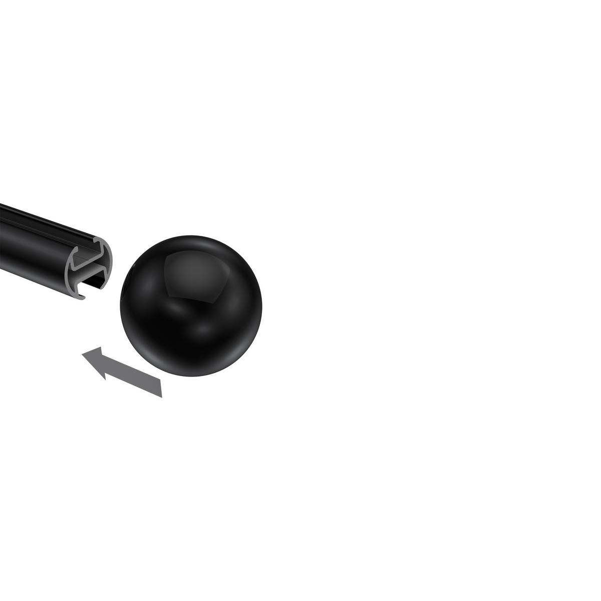 ENDSTÜCKE FÜR GARDINENSTANGEN 20 mm Ø, Luino Schwarz, Packung 2 Stück - Schwarz, Metall (2.5/3/3cm) - INTERDECO