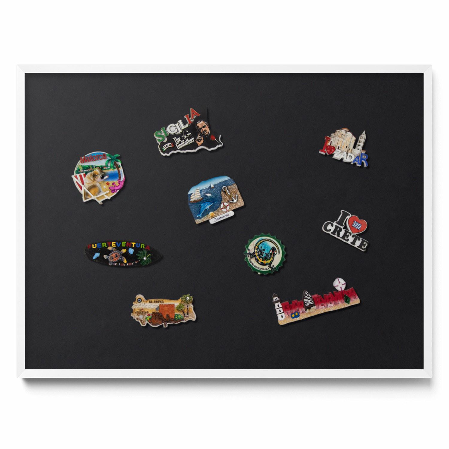 MAGNETTAFEL 80x60 cm Weißer Rahmen Farbe Schwarz - Robinienfarben, Metall (80/60/0.4cm) - TULUP