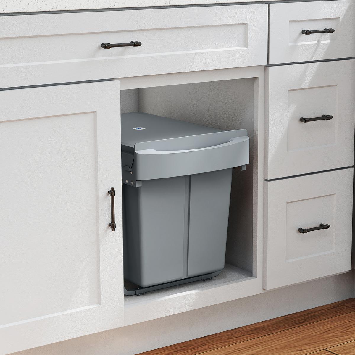 EINBAUMÜLLEIMER Kunststoff Metall Grau - Grau, Kunststoff (33.5/41/52cm) - HOMCOM