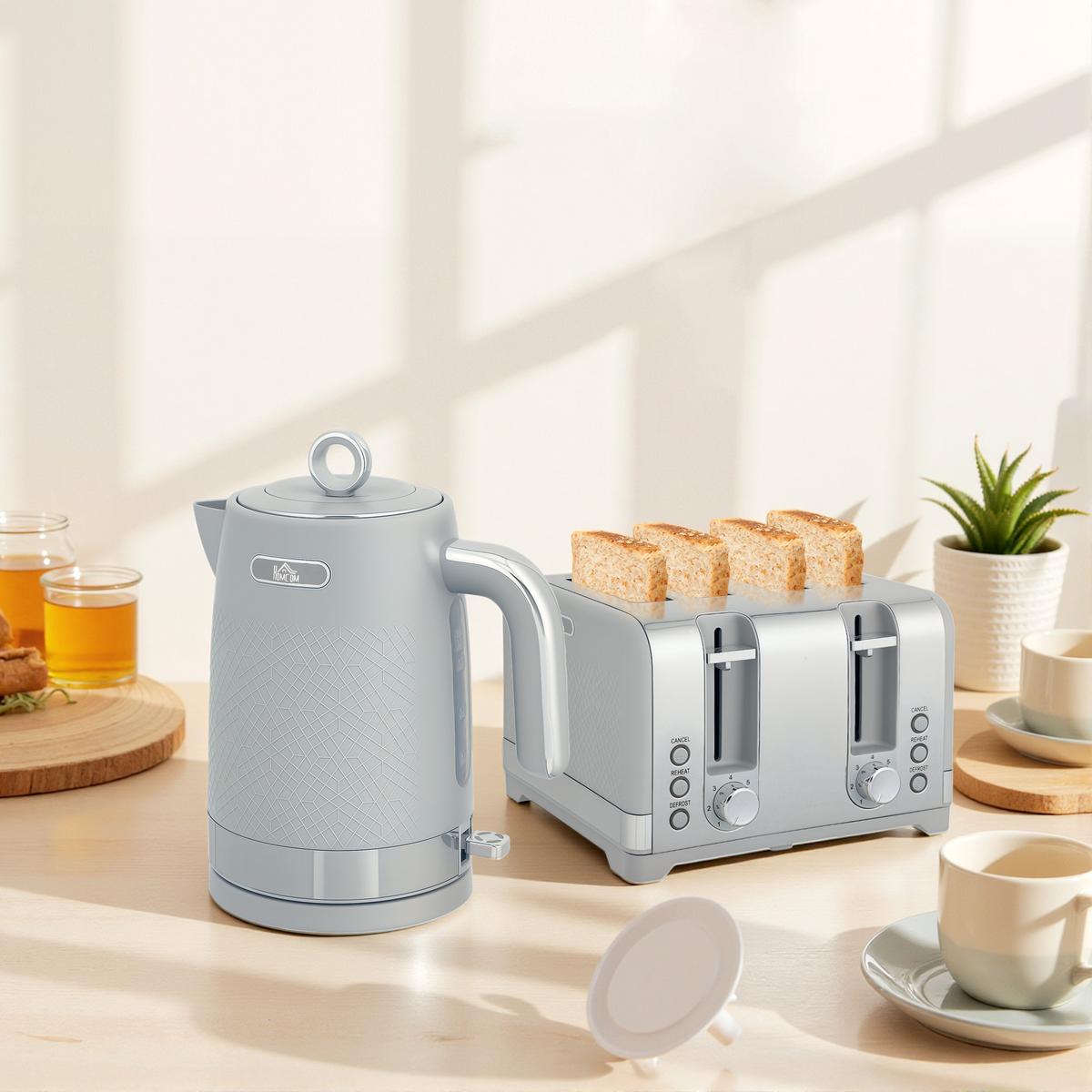 WASSERKOCHER-UND-TOASTER-SET Kunststoff Grau - Grau, Kunststoff (16/27.6/23.6cm) - HOMCOM