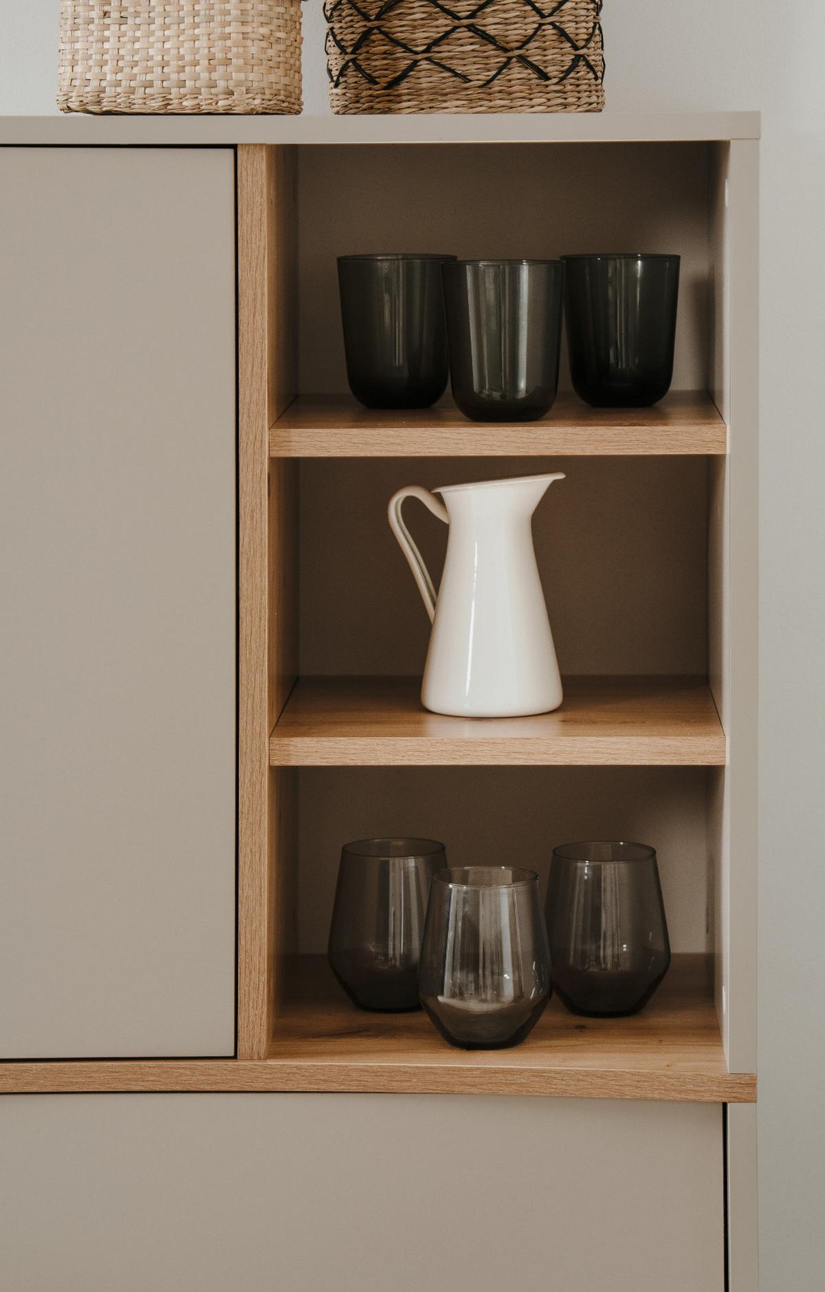 HIGHBOARD Kaschmir, Eiche Artisan 90 x 140 cm, Kommode mit Push-to-Open - Kaschmir/Eiche Artisan, Holzwerkstoff (90/140/37.5cm) - Furn.Design