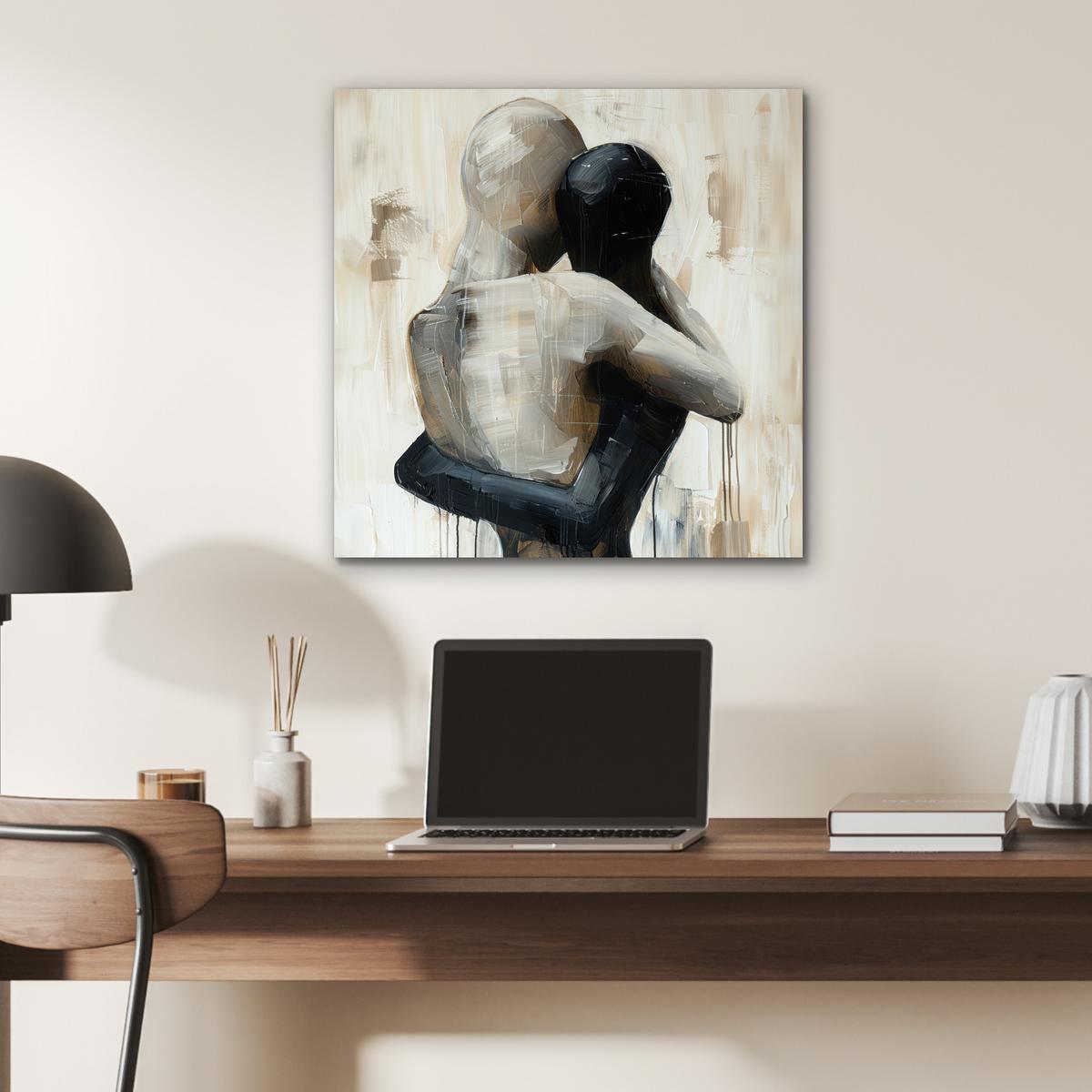 METALLBILD Abstrakt - Liebe - Schwarz und weiß - Modern 50x50 cm - Schwarz, Metall (50/50cm) - MuchoWow