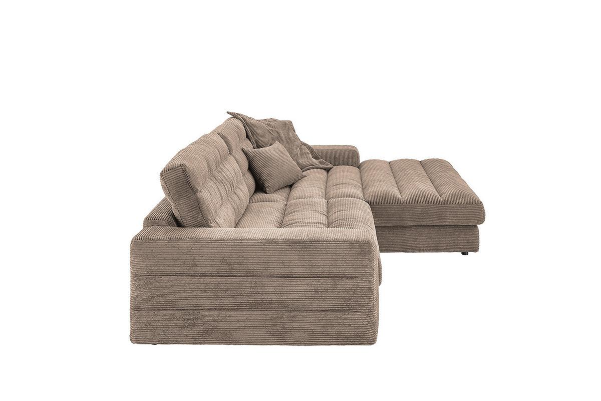 ECKSOFA LANA SOFA Taupe Cord - Taupe/Schwarz, Textil (296/205cm) - KAWOLA