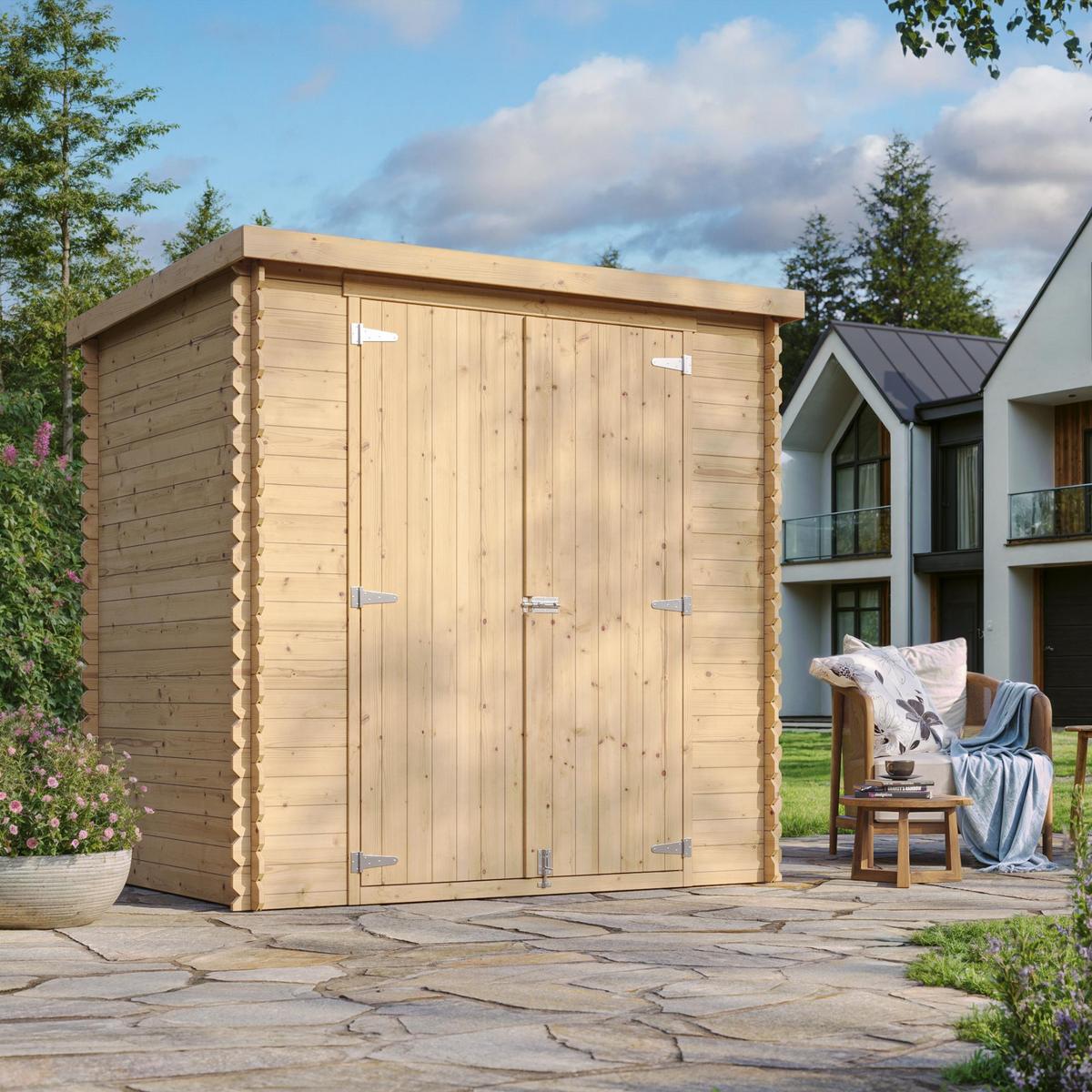 HOLZ-GARTENHAUS 2,22 m² – TIMBELA M311C1 - Naturfarben, Holz (204/200/142cm) - Timbela