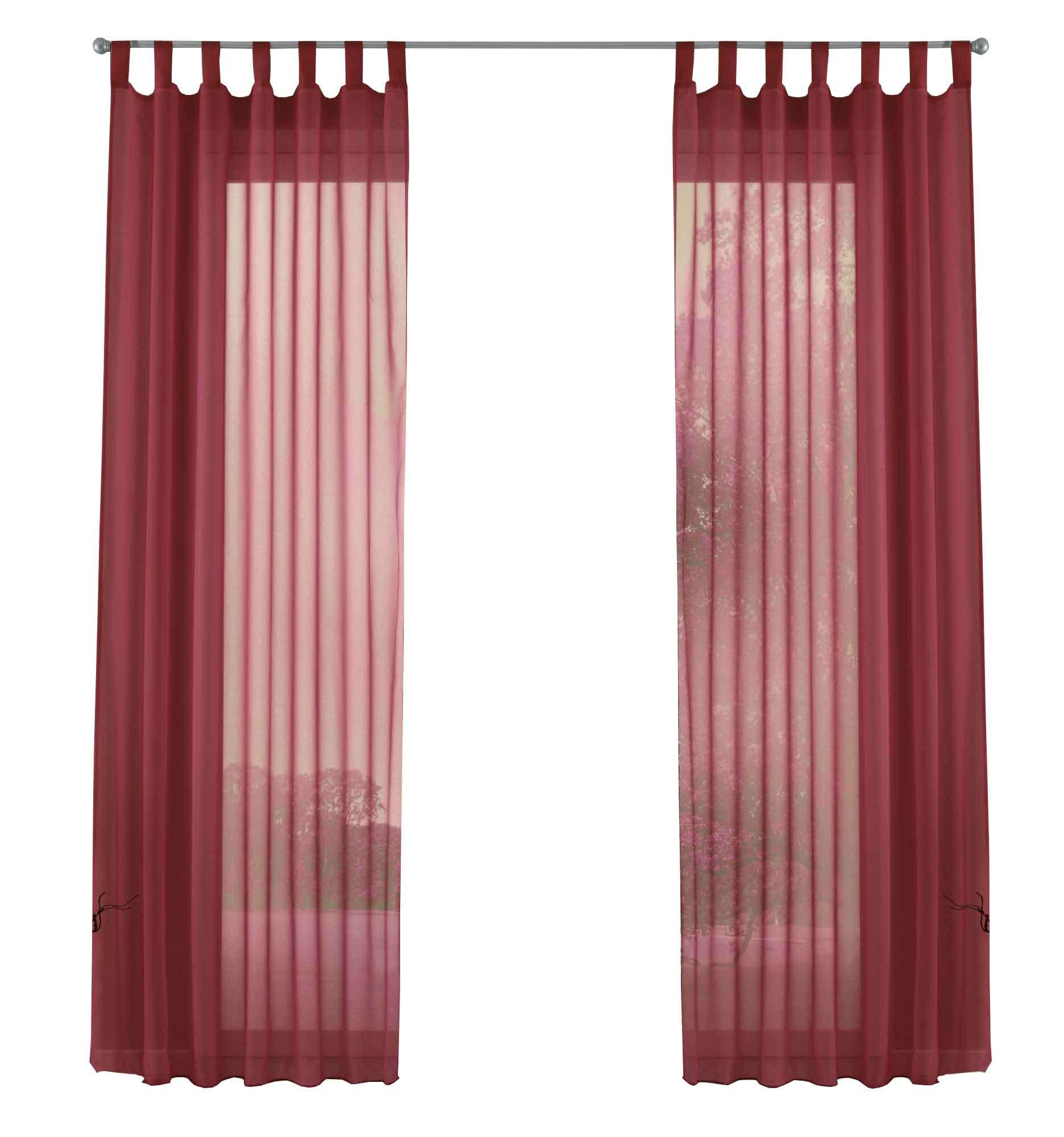 SCHLAUFENGARDINEN Voile 2er-Set 245x140 cm Bordeaux - Bordeaux, Textil (140/245cm) - Gardinenbox.eu