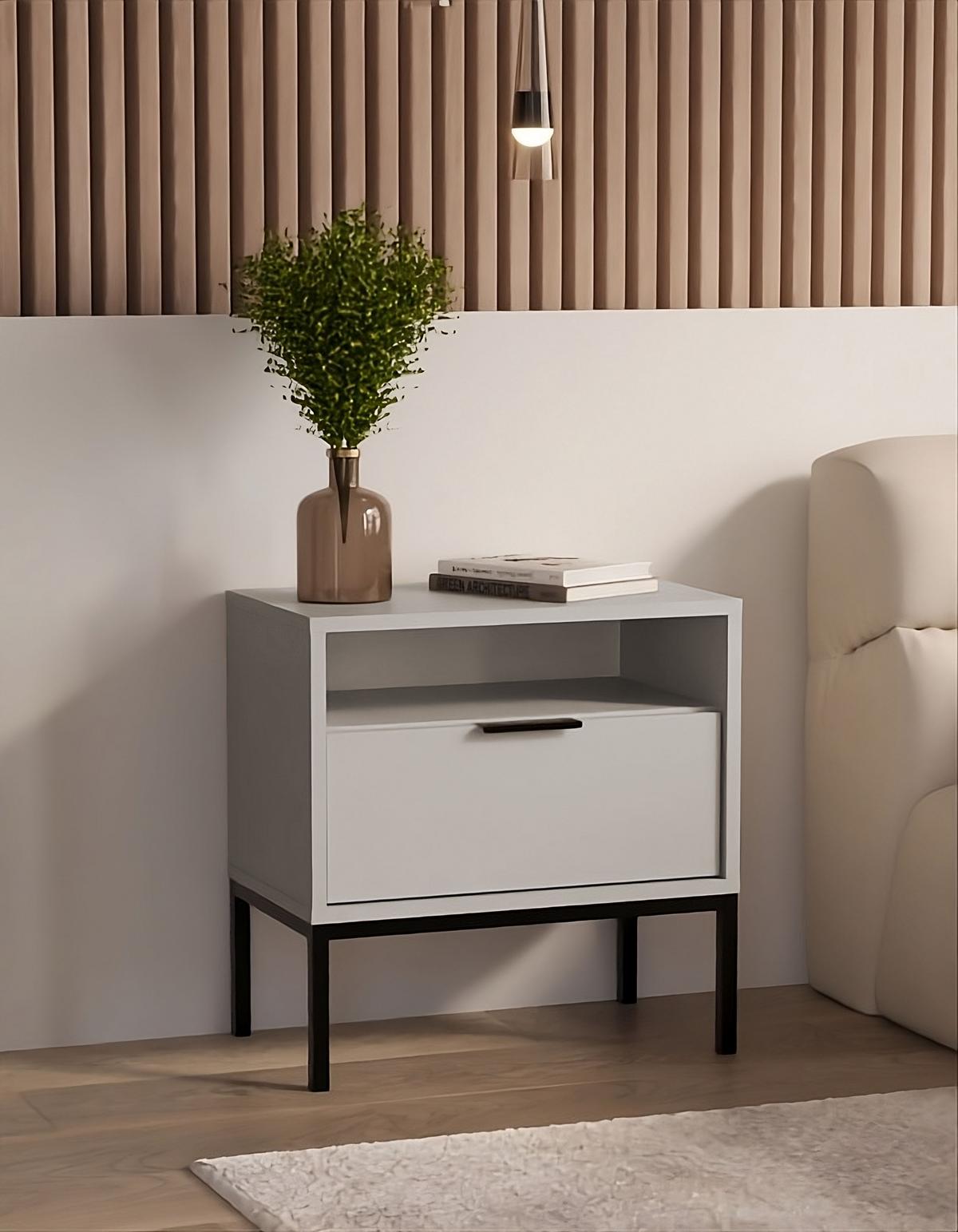 NACHTSCHRANK Austin 33/56,4/55 cm - Kaschmir/Schwarz, Holzwerkstoff (33/56/55cm) - RAUMHIRSCH FURNITURE