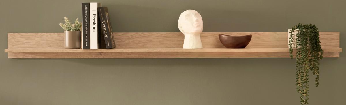 WANDBOARD Eiche, Wandregal 195 cm - Kaschmir/Eichefarben, Holzwerkstoff (195/15/17cm) - Furn.Design
