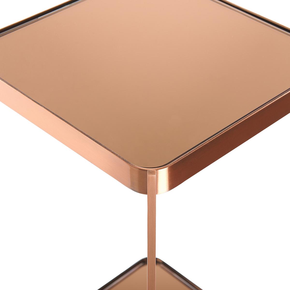 BEISTELLTISCH Glas Kupfer quadratisch 29/29 cm Alsea - Kupferfarben, Metall (29/29/60cm) - Beliani
