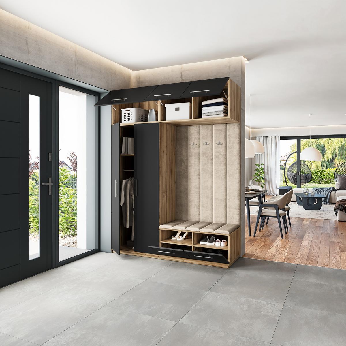 GARDEROBENSCHRANK REMA 180/240/60 cm Modern Eiche Wotan - Beige/Eiche Wotan, Holzwerkstoff (180/240/60cm) - MASSENO