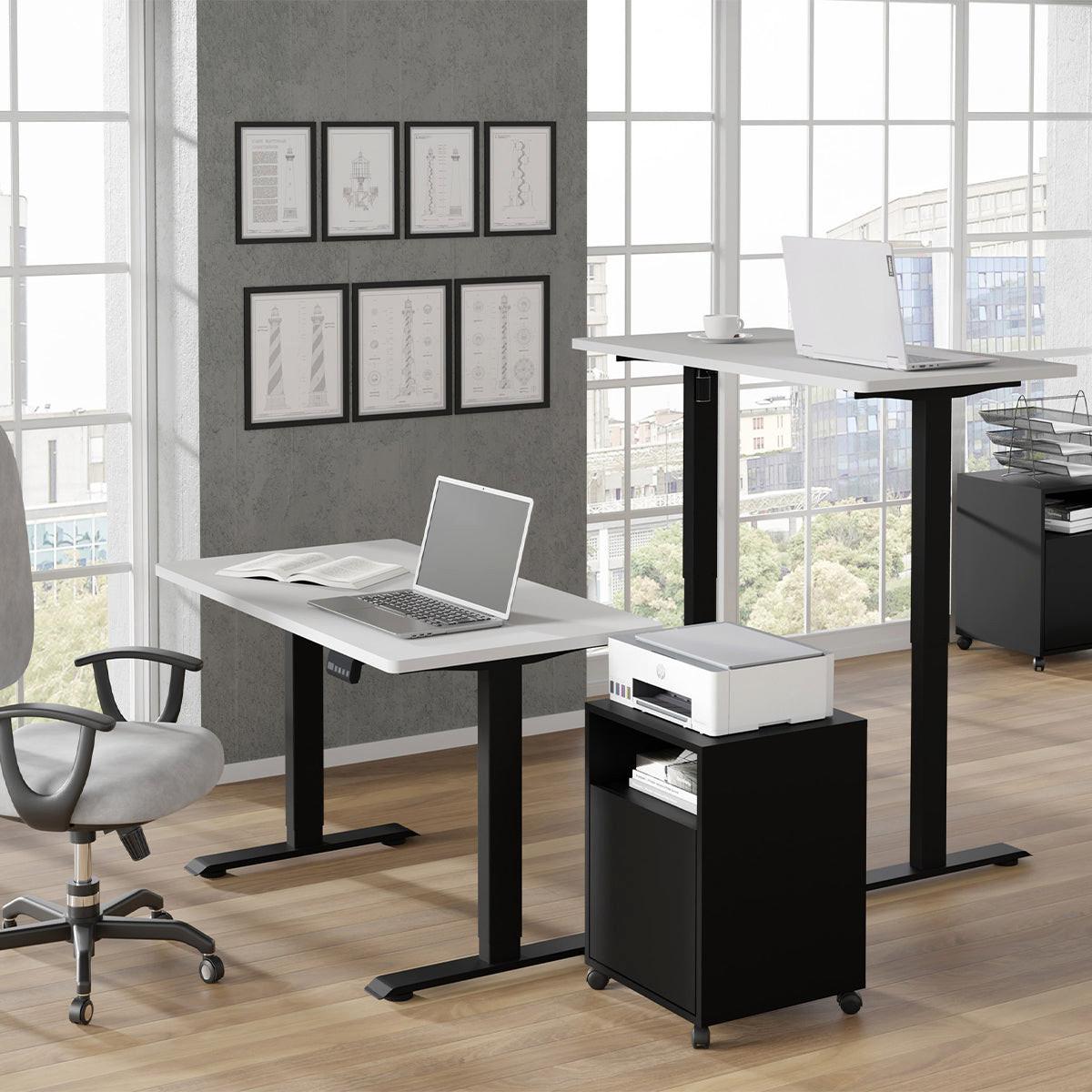 SCHREIBTISCH Ergo Mattweiß und Schwarz - Weiß, Holzwerkstoff (120/65/73cm) - Petits-meubles