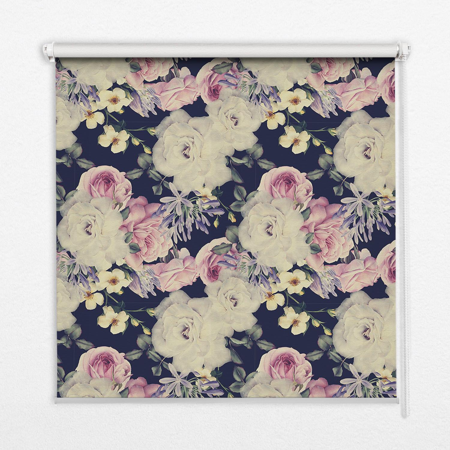 INNENROLLO - Fensterrollo - Rollo - 150x180 cm - Rosen - Weiß, Kunststoff (150/180/0.5cm) - TULUP