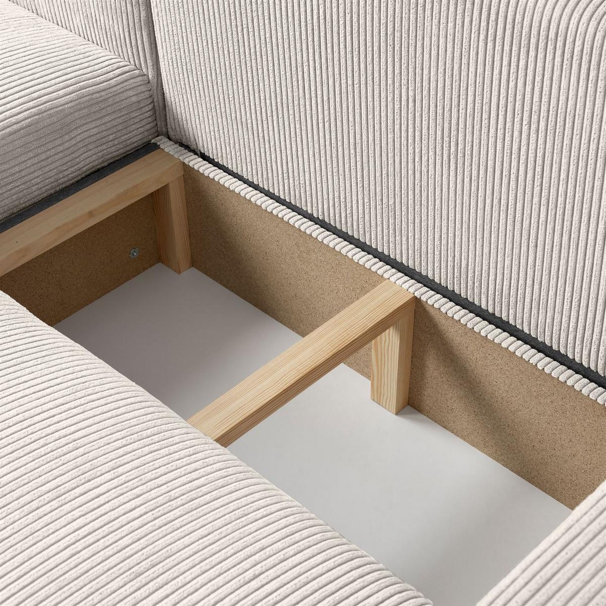 ECKSOFA OPERA L-Form mit Schlaffunktion und Bettkasten, Poso 100 - Ecru, Textil (247/143cm) - Lookway