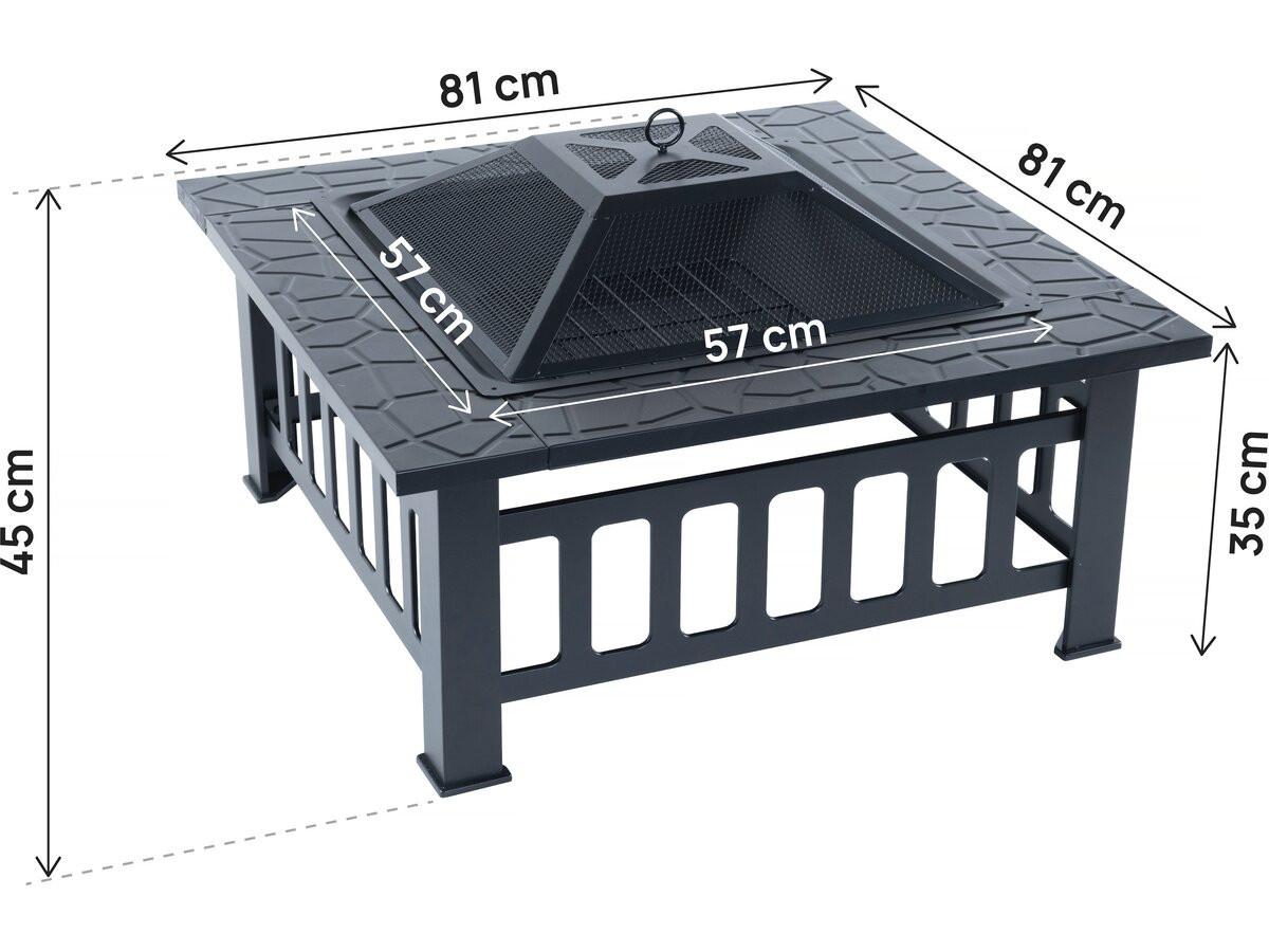 HOLZKOHLENGRILL flaméo Schwarz - Schwarz, Metall (81/45/81cm) - Habitat Garten