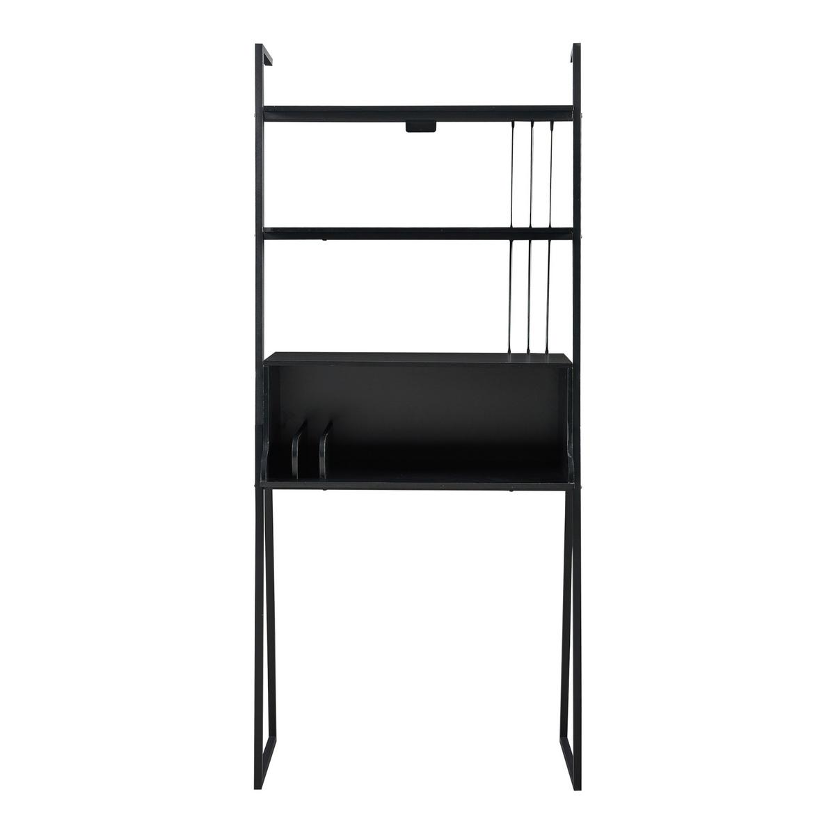 SCHREIBTISCH Storfjord - Schwarz, Holzwerkstoff/Metall (40/80/183.5cm) - [en.casa]