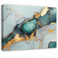 WANDBILD XXL Abstrakt Marmor Grün Gold Modern Wohnzimmer 120x80 - Grau, Holzwerkstoff (120/80cm) - Wallarena
