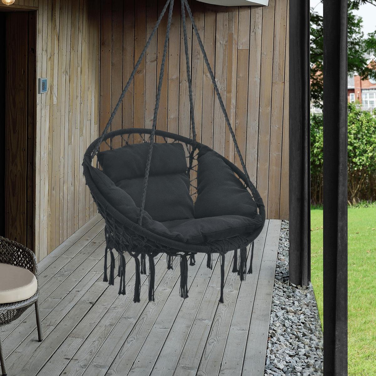 HÄNGESESSEL Kailua - Schwarz, Textil (80/135/80cm) - casa.pro
