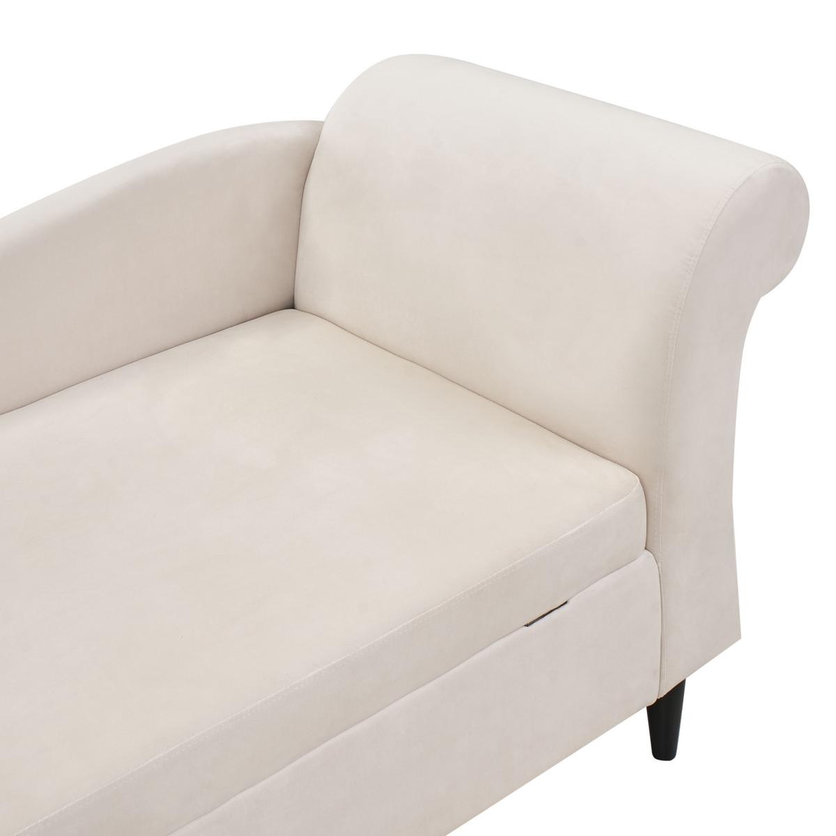CHAISELONGUE-RECHTSSEITIGE Samtstoff Beige mit Stauraum Luiro - Beige/Schwarz, Textil (160/77/70cm) - Beliani
