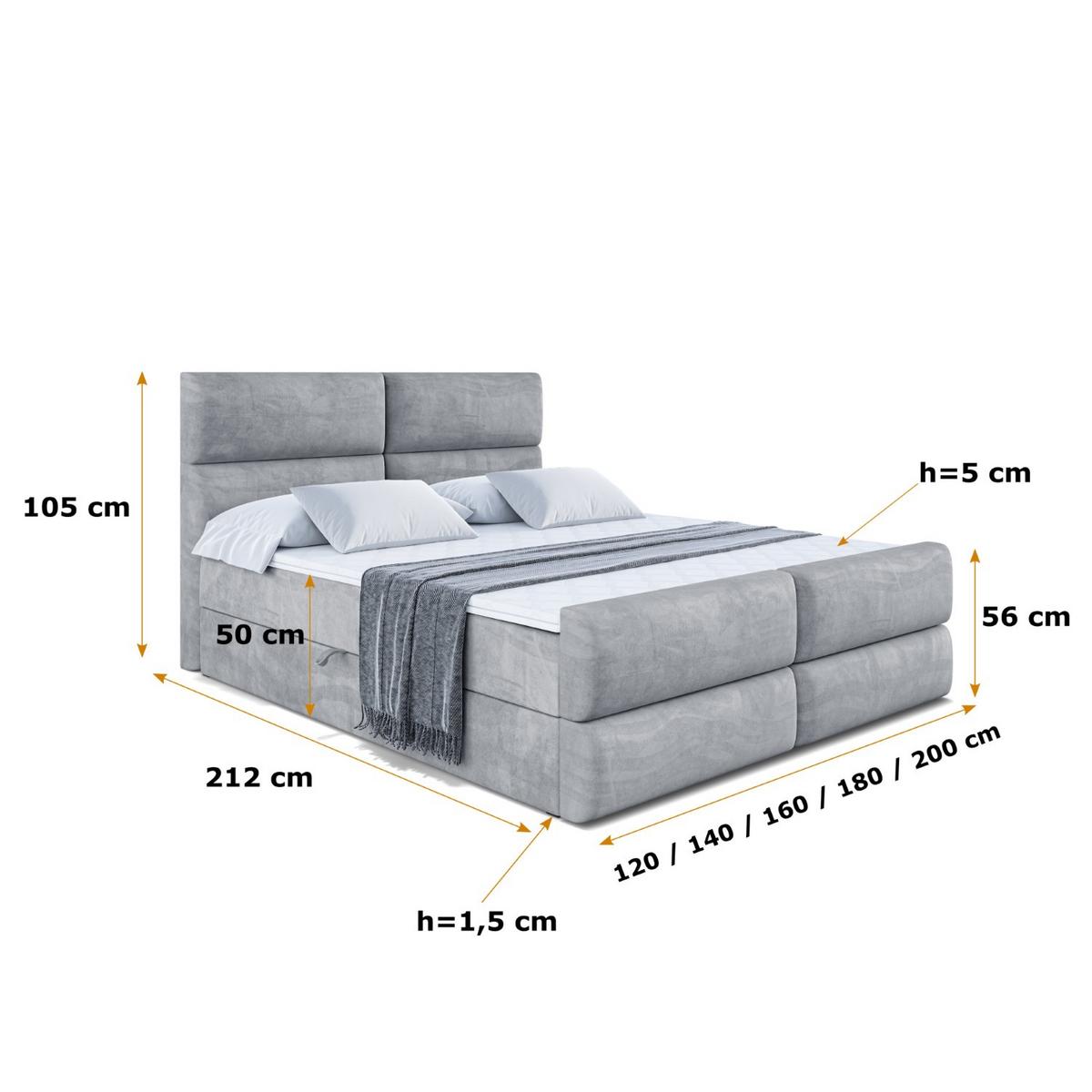 BOXBETT BOXI3-Z - 140x200 cm - H4 - Grau - Grau, Holzwerkstoff (140/200cm) - ALTDECOR