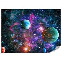 FOTOTAPETE für Schlafzimmer Bunte Planeten Sternenhimmel Kosmos 500x350 - Rot/Violett, Papier (500/350cm) - Muralo