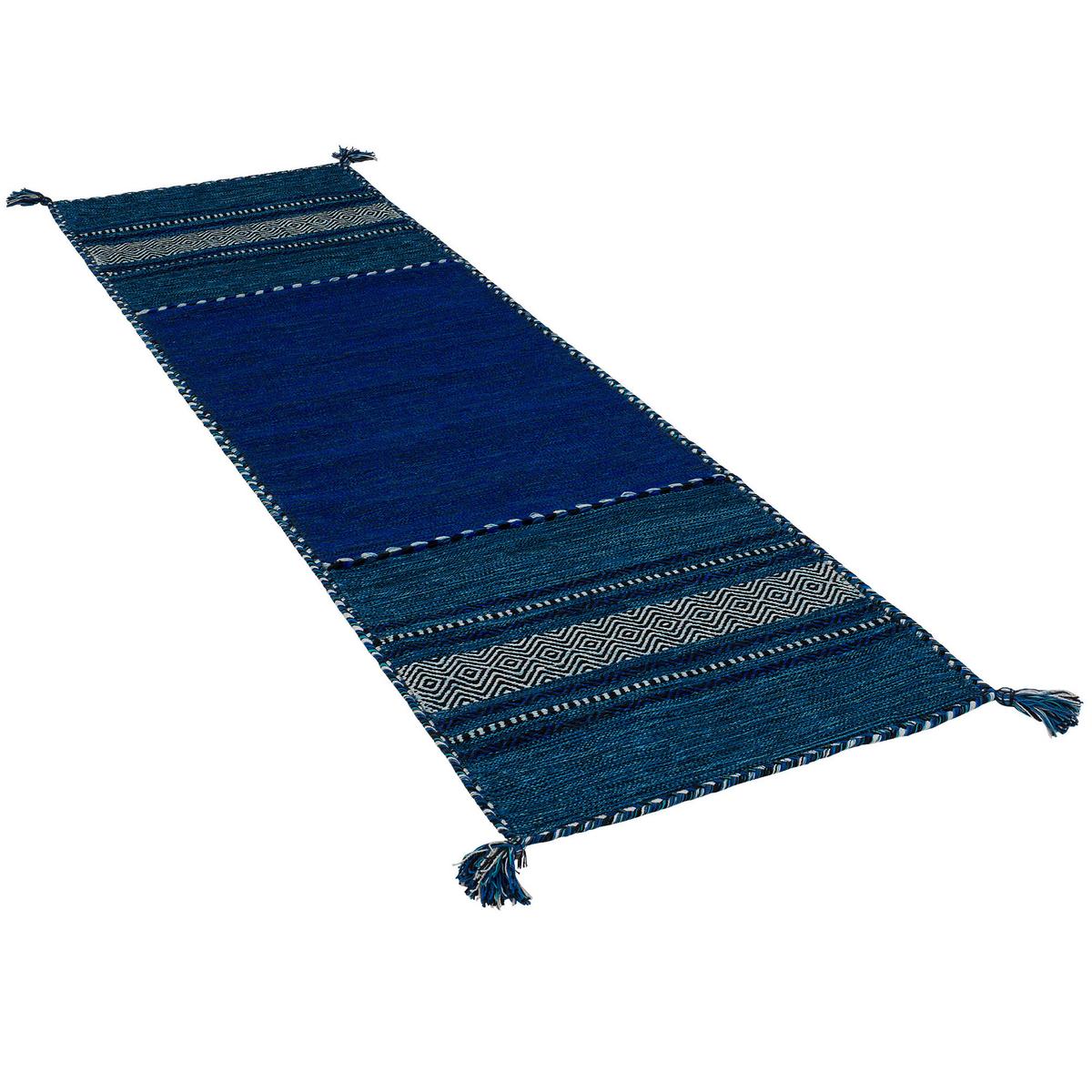LÄUFER NATUR TEPPICH KELIM NAVARRO - Blau, Textil (70/140cm) - Pergamon