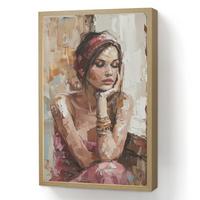 WANDLEUCHTE MIT AKKU Frau - Lackierung - Porträt - Modern 40x60 cm - Braun, Holzwerkstoff (40/60/8cm) - OnlyWow