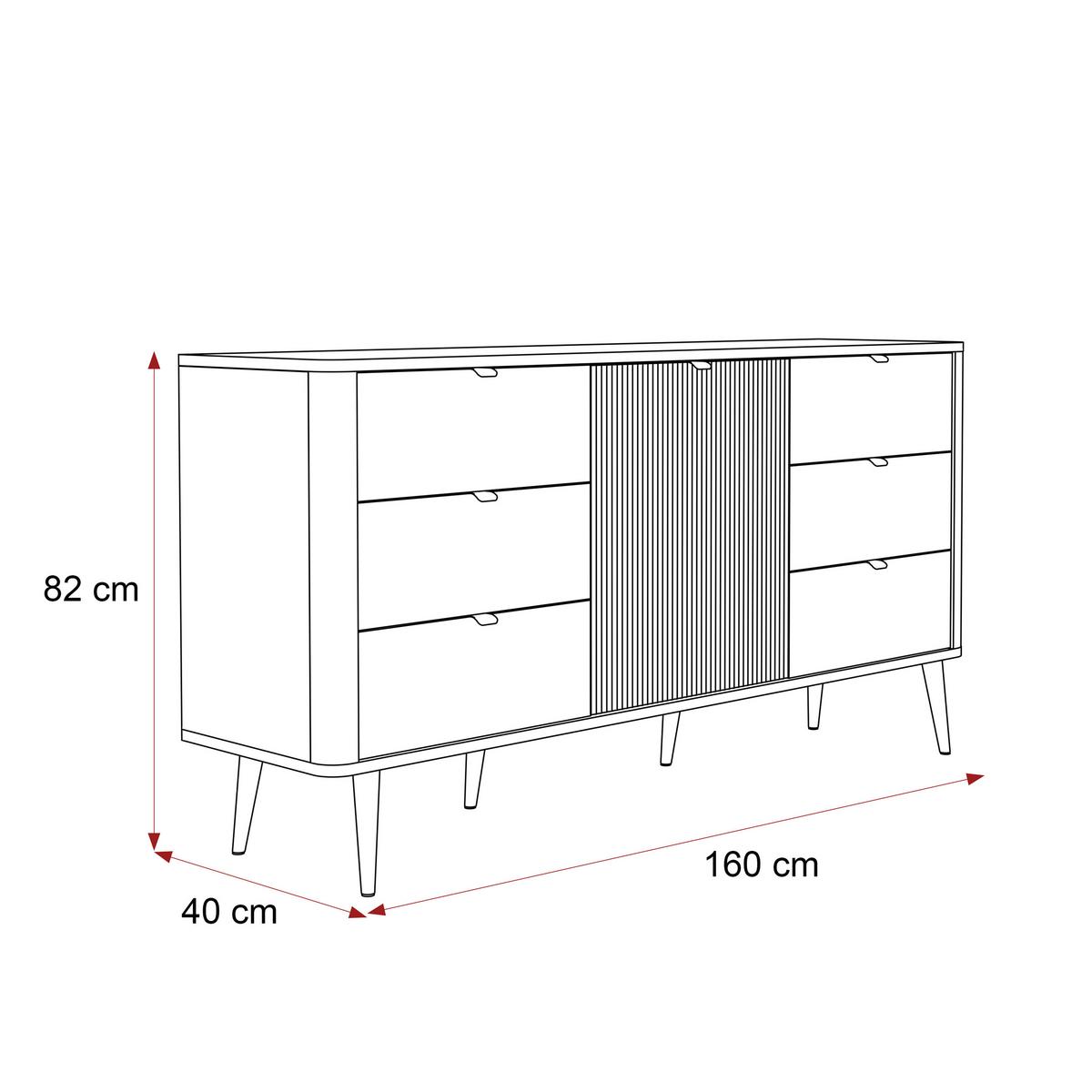 KOMMODE mit Schubladen NAVANI 160 cm Kaschmir Nuss - Kaschmir/Nussbaumfarben, Holzwerkstoff (160/82/40cm) - Idohome