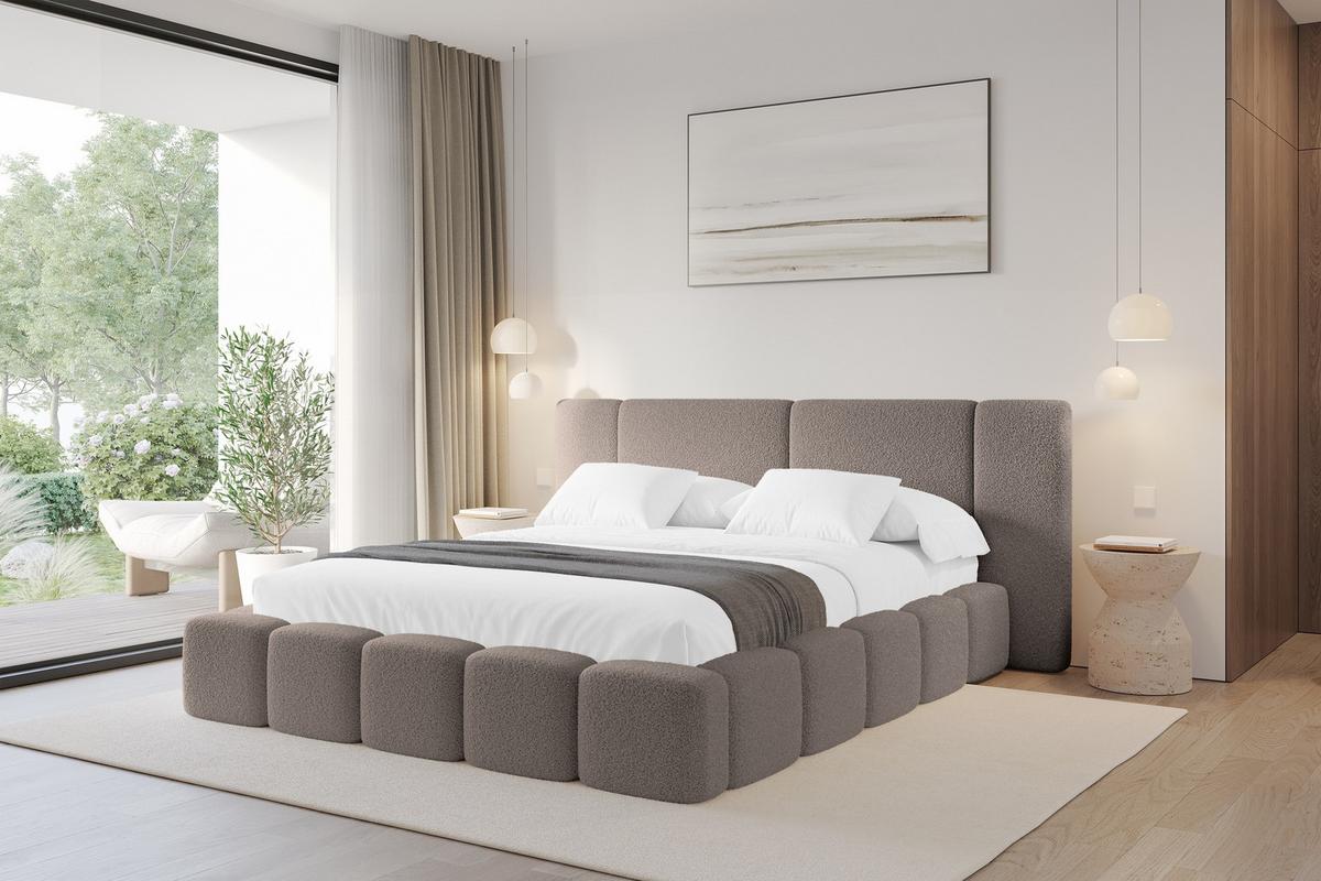 POLSTERBETT mit Bettkasten und Lattenrost, Bett mit Matratze H3/H4 - NILO 200x200 Braun - Braun, Holzwerkstoff/Textil (200/200cm) - ALTDECOR