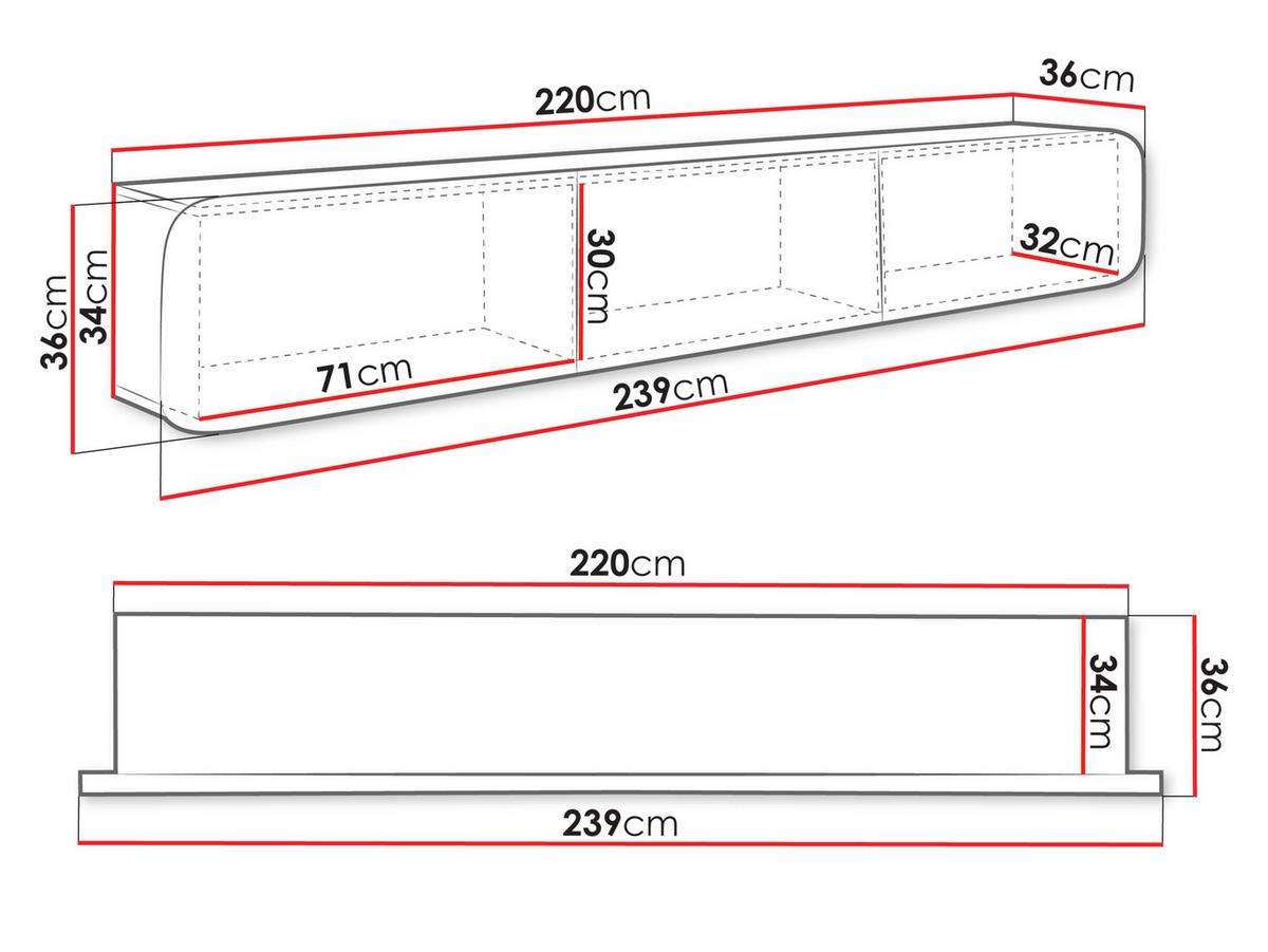 TV-LOWBOARD Takir - Braun, Holzwerkstoff (236/34/36cm) - MIRJAN24