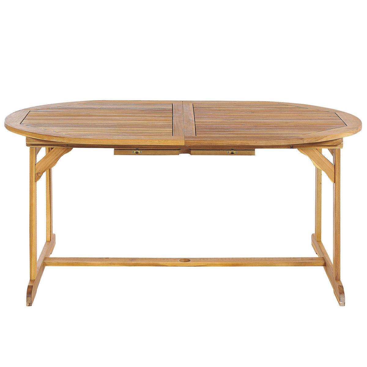 GARTENTISCH Akazienholz hellbraun 160/220/100 cm ausziehbar Maui - Hellbraun, Holz (160/100/74cm) - Beliani
