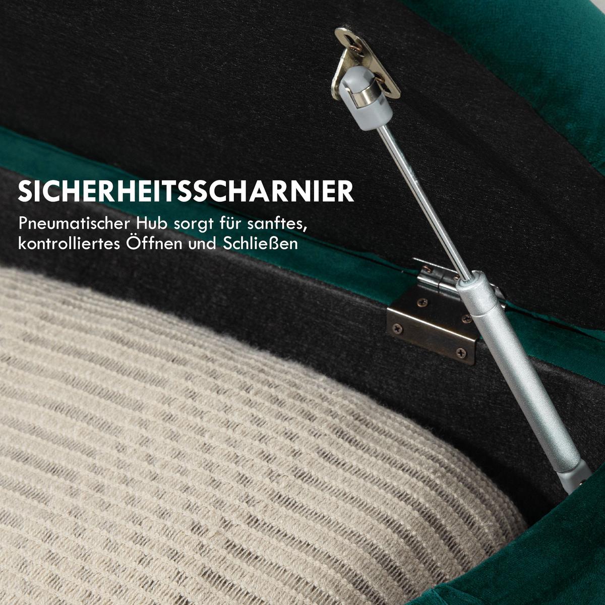 TRUHENBANK Velvet-Touch Dunkelgrün - Dunkelgrün/Schwarz, Holz/Kunststoff (45/45/118cm) - HOMCOM