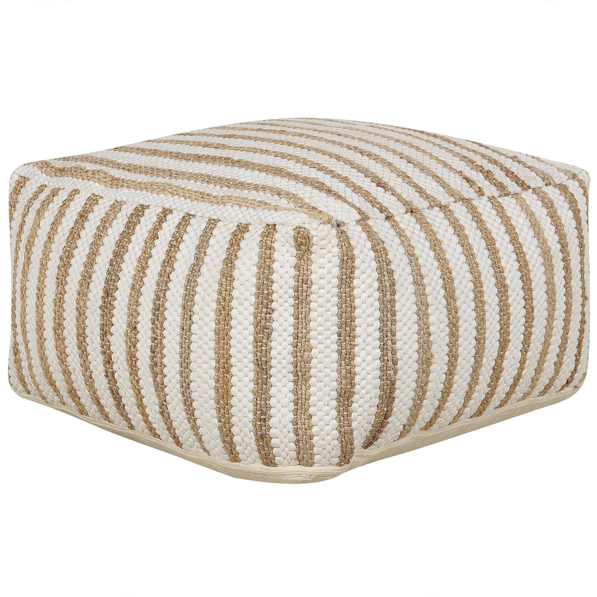 POUF Beige Almatti - Beige/Weiß, Naturmaterialien (60/30/60cm) - Beliani
