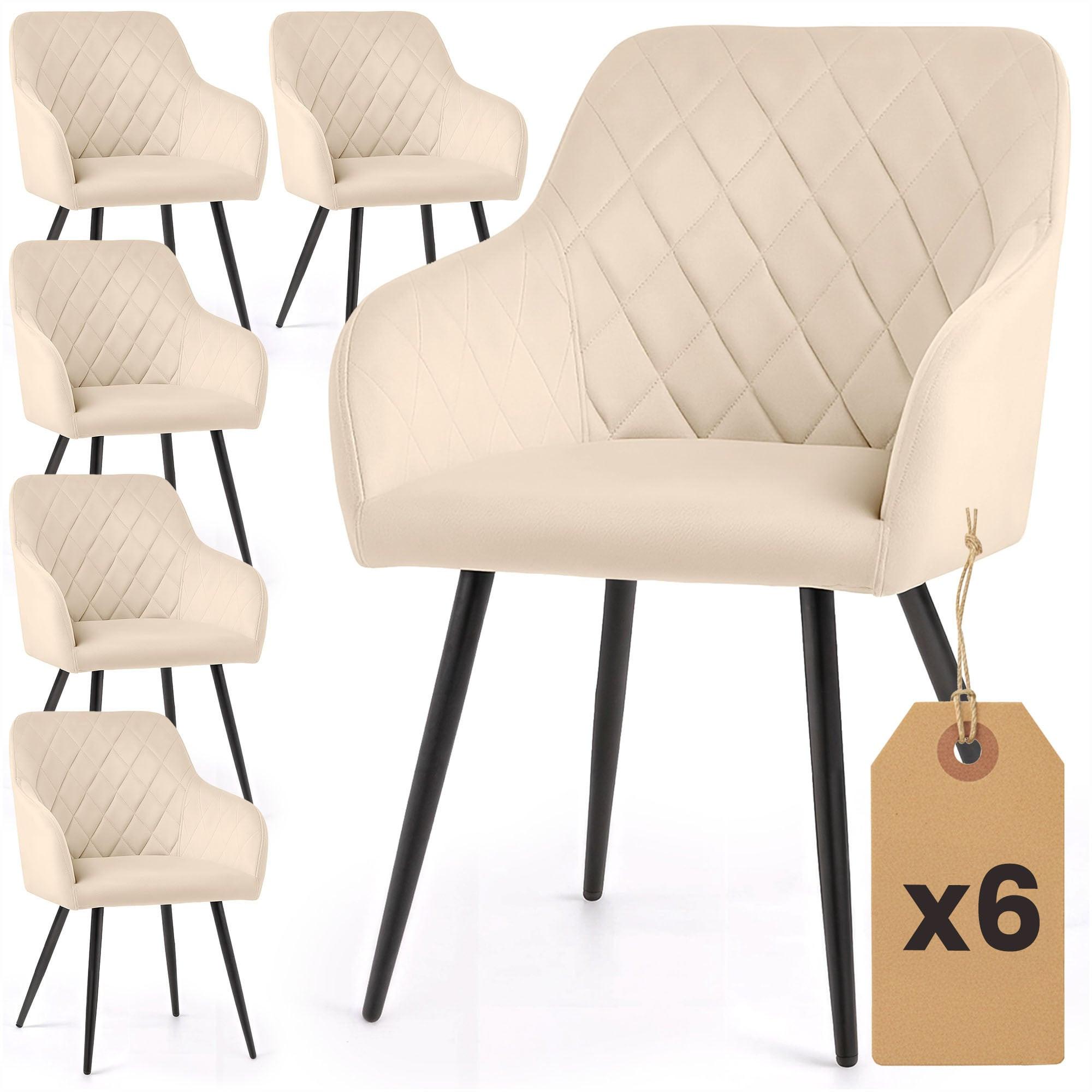 POLSTERSTUHL 6er Set, Metallbeine Beige, Schwarz 54,5/82/58 - Beige/Schwarz, Textil (55/82/52cm) - RAUMHIRSCH FURNITURE