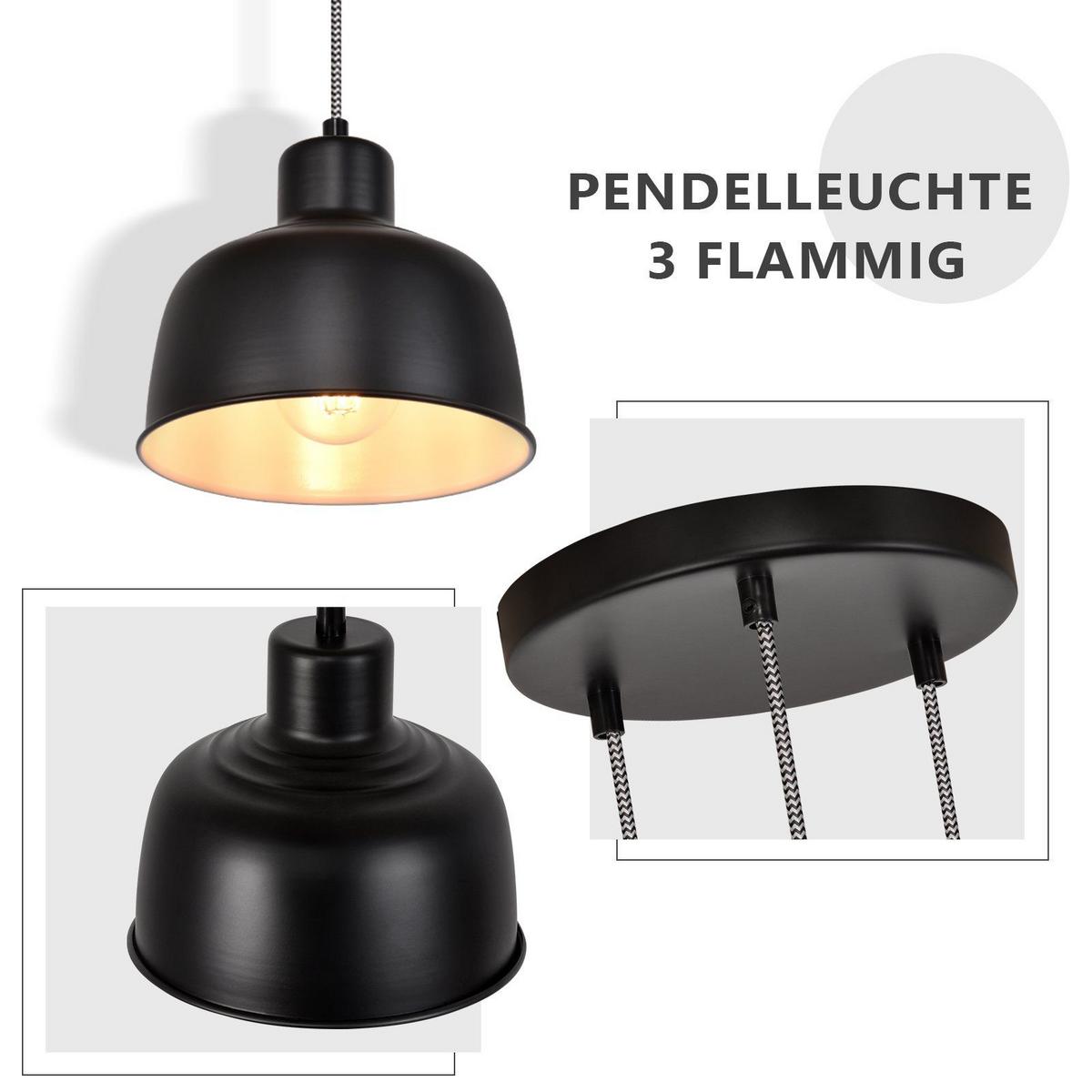 PENDELLEUCHTE Selma 3-flammig 10/18/170 cm - Schwarz, Metall (10/18/170cm) - Nettlife